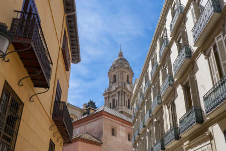North tower of the Cathedral of Malaga in Andalusiaの写真素材