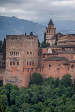 Beautiful views of the largest Arabic monument of Andalusia, the Alhambra of Granadaの写真素材
