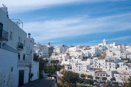 Street in the town of Vejer de la Frontera and one of the so-called white towns of Andalusiaのeditorial素材