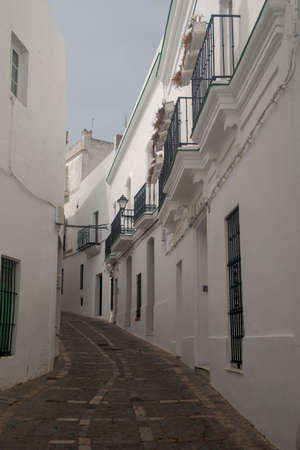Street in the town of Vejer de la Frontera and one of the so-called white towns of Andalusiaのeditorial素材