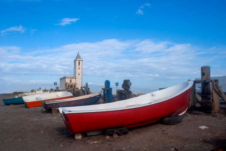 fishing boat at the edge of the salt flats, Almeriaのeditorial素材