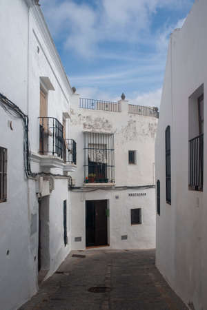 Street in the town of Vejer de la Frontera and one of the so-called white towns of Andalusiaのeditorial素材