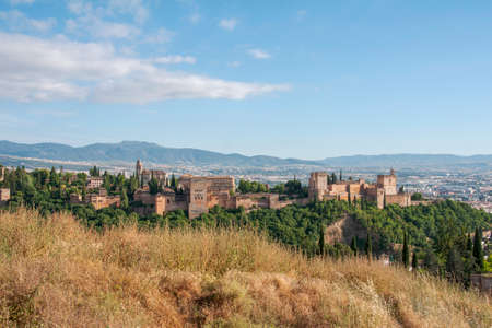 beautiful view of the largest monument in Andalusia, the Alhambra of Granadaのeditorial素材