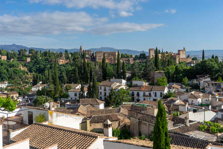 beautiful view of the largest monument in Andalusia, the Alhambra of Granadaのeditorial素材