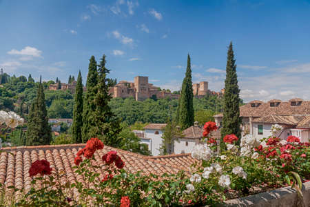 beautiful view of the largest monument in Andalusia, the Alhambra of Granadaのeditorial素材