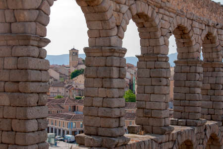 monuments of the city of Segovia, Roman aqueduct, Spainのeditorial素材