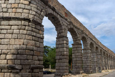 monuments of the city of Segovia, Roman aqueduct, Spainのeditorial素材