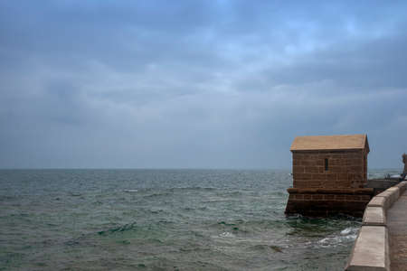 Paseo of the castle of San Sebastian in Cadizのeditorial素材