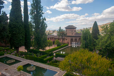 Garden of the Nasrid palaces of the Alhambra in Granada, Spain