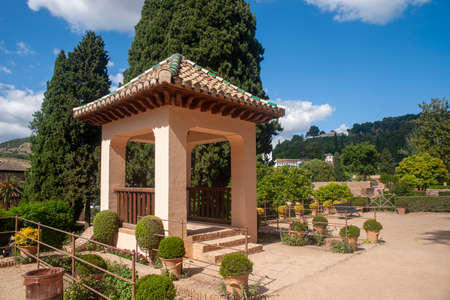 Garden of the Nasrid palaces of the Alhambra in Granada, Spain