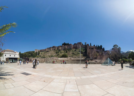 the roman theater and the Alcazaba of Malaga seen from alcazabilla streetのeditorial素材