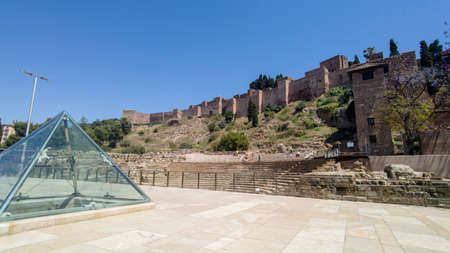 old Nasrid wall of the Alcazaba of Malaga, Andalusiaのeditorial素材