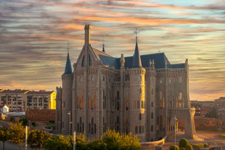 Beautiful Episcopal Palace of Astorga, Spainのeditorial素材