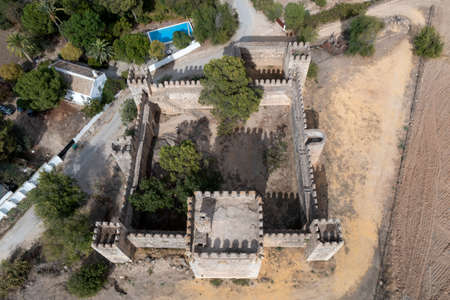 aerial view of the castle of Las Aguzaderas in the municipality of El Coronil, Spainのeditorial素材