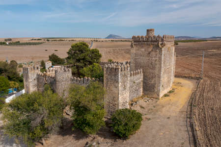 aerial view of the castle of Las Aguzaderas in the municipality of El Coronil, Spainのeditorial素材