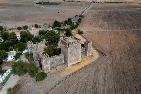 aerial view of the castle of Las Aguzaderas in the municipality of El Coronil, Spainのeditorial素材