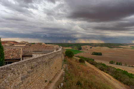 UrueÃ±a Castle Walls in the province of Valladolid, Spainのeditorial素材