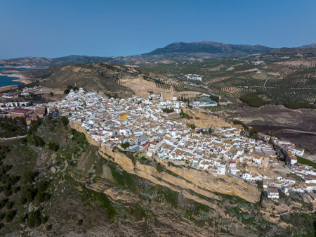 view of the municipality of Iznajar in the province of Cordoba, Spainの写真素材