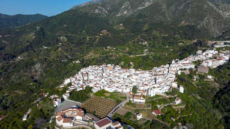 aerial view of the beautiful village of Istan in the province of Malaga, Andalusiaの写真素材
