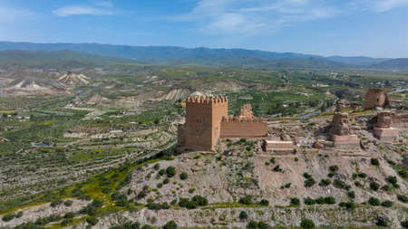 views of the castle or alcazaba of Tabernas in the province of Almeria, Spain.の写真素材