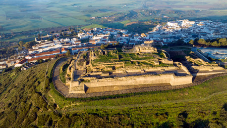 ruins of the ancient castle of Medina Sidonia in the province of Cadiz, Andalusiaの写真素材
