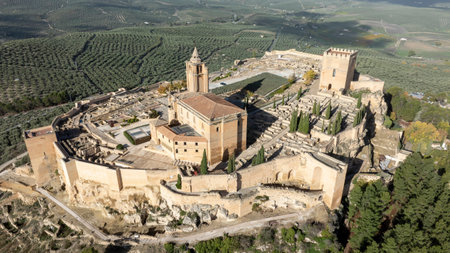 aerial view of the fortress of La Mota in the municipality of Alcala the Real, Andalusia