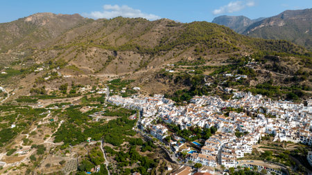 views of the beautiful village of Frigiliana in the province of Malaga, Spainの写真素材