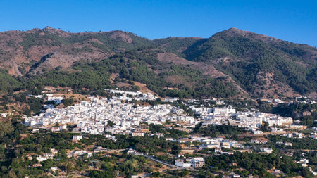 Aerial view of the municipality of Casarabonela in the province of Malaga, Spain.の写真素材
