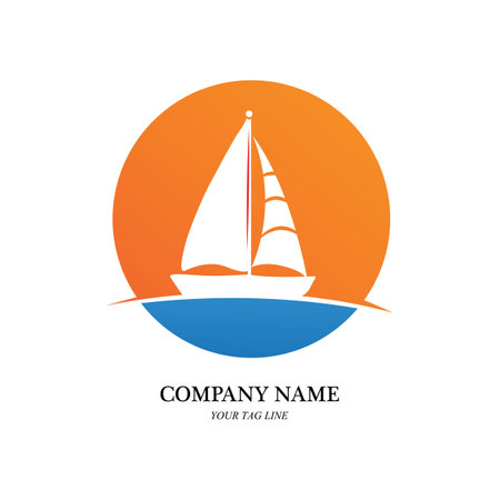 sailing boat logo and symbol vector icon imageのイラスト素材