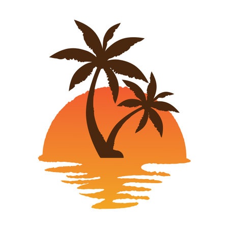 Palm tree summer logo template vector illustrationのイラスト素材
