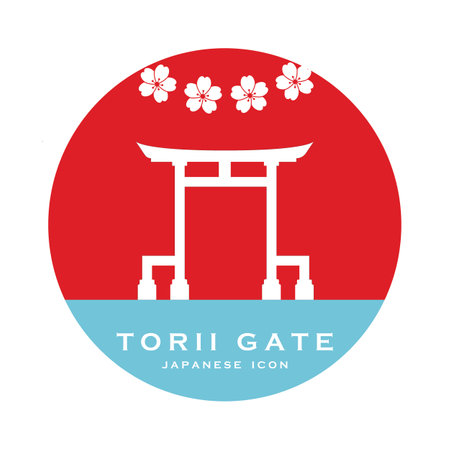 japanese torii gate vector and illustration with slogan templateのイラスト素材