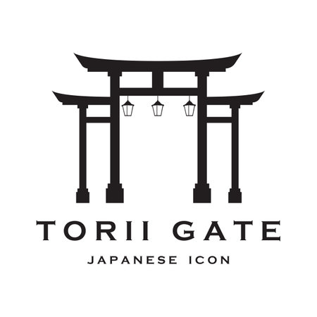japanese torii gate vector and illustration with slogan templateのイラスト素材
