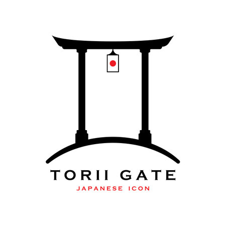 japanese torii gate vector and illustration with slogan templateのイラスト素材