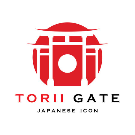 japanese torii gate vector and illustration with slogan templateのイラスト素材