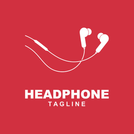 Headphone Logo, Music Listening Device Vector, Elegant Minimalist Simple Design, Silhouette Icon Illustrationのイラスト素材