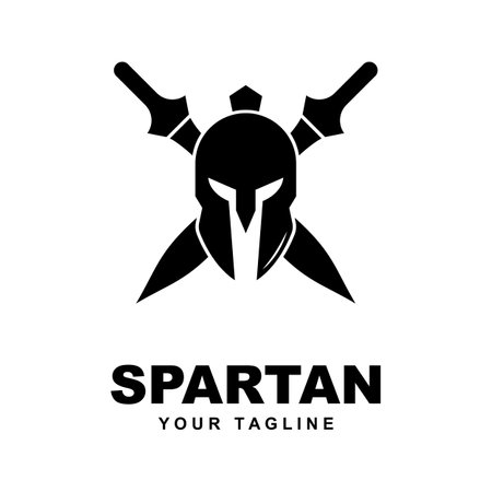 shield and helmet of the Spartan warrior symbol, Spartan helmet logo vector illustrationのイラスト素材
