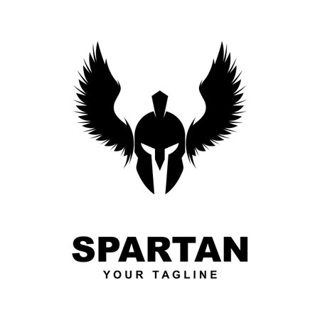 shield and helmet of the Spartan warrior symbol, Spartan helmet logo vector illustrationのイラスト素材