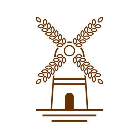 Old Windmill Logo Design Vectorのイラスト素材