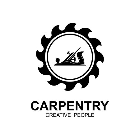 Vintage wood carpentry logo vector.Logo for business, carpentry, lumberjack, label, badge.のイラスト素材
