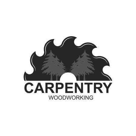 Vintage wood carpentry logo vector.Logo for business, carpentry, lumberjack, label, badge.のイラスト素材