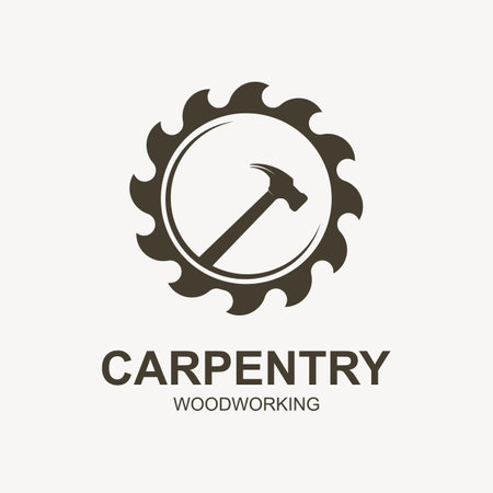 Vintage wood carpentry logo vector.Logo for business, carpentry, lumberjack, label, badge.のイラスト素材