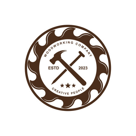 Vintage wood carpentry logo vector.Logo for business, carpentry, lumberjack, label, badge.のイラスト素材