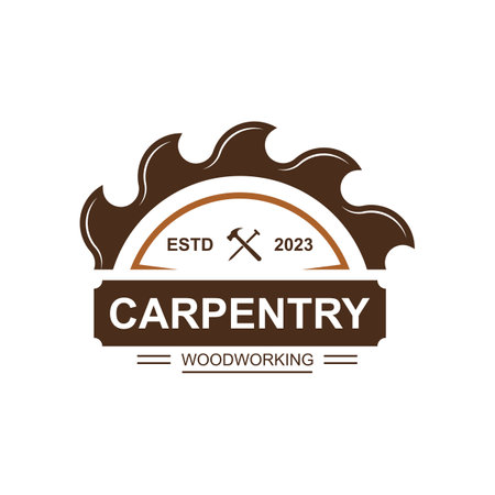 Vintage wood carpentry logo vector.Logo for business, carpentry, lumberjack, label, badge.のイラスト素材