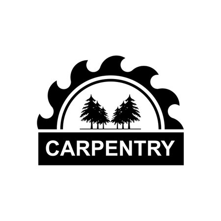 Vintage wood carpentry logo vector.Logo for business, carpentry, lumberjack, label, badge.のイラスト素材
