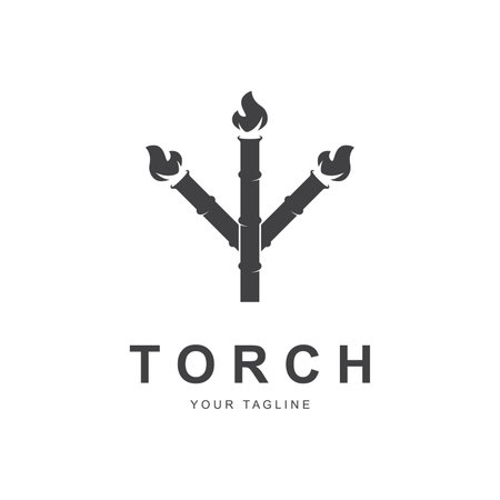 Torch Fire Flame with Pillar column logo design with slogan templateのイラスト素材