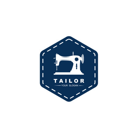 Tailor vector logo design. Sewing old machine icon. Textile emblem. brand companyのイラスト素材