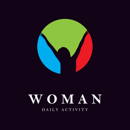 woman daily activity wellness, empowered, success, and health logo designのイラスト素材
