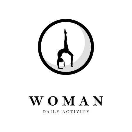 woman daily activity wellness, empowered, success, and health logo designのイラスト素材