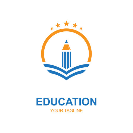 Education logo design with bachelor cap and book concept with creative idea. Logo for school, university, academy and students.のイラスト素材
