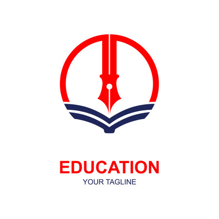 Education logo design with bachelor cap and book concept with creative idea. Logo for school, university, academy and students.のイラスト素材